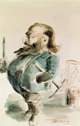 Karikatur af Gustave Courbet (1819-77) med Colonne de Vendome
